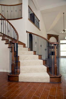 Solid color stair runner.
